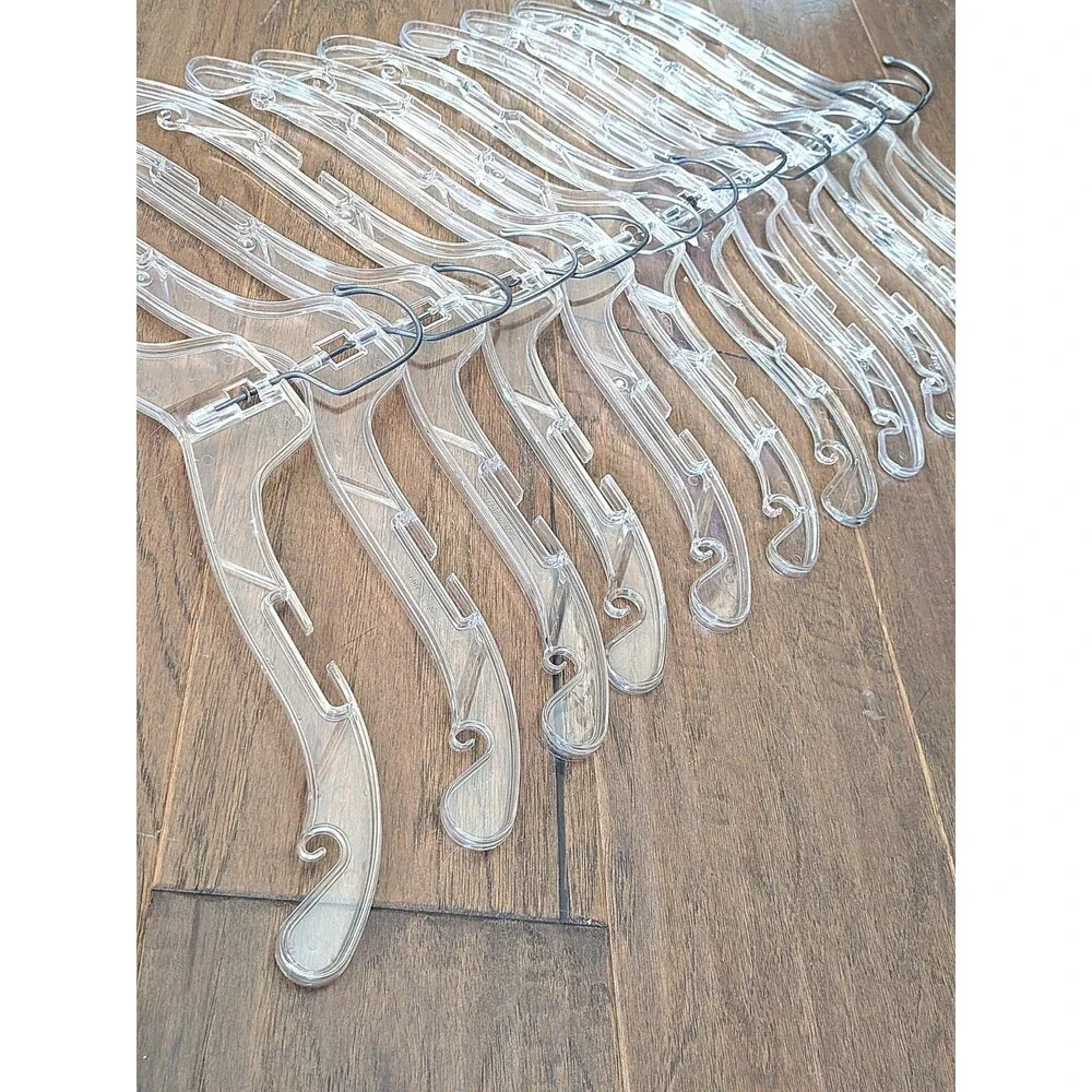 Vintage Clear Plastic Clothes Hangers Lot of 12